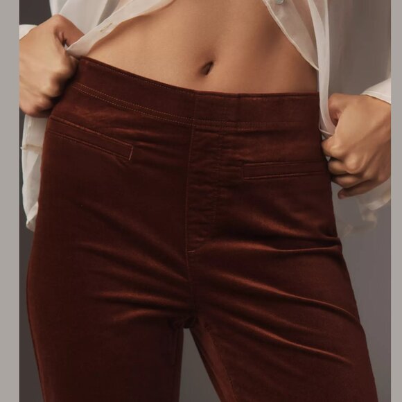 Anthropologie Pilcro Pull-On Mid-Rise Retro Flare Velvet Jeans Chestnut 27 - Picture 3 of 9